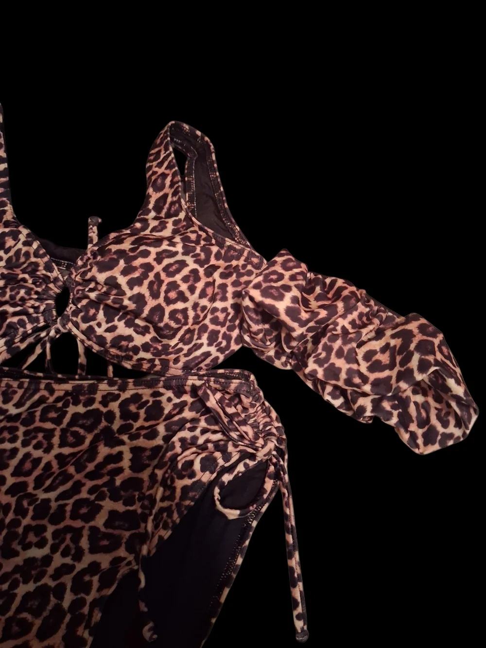 SHEIN Leopard Print Brown & Black Bikini Set - Picture 3 of 4